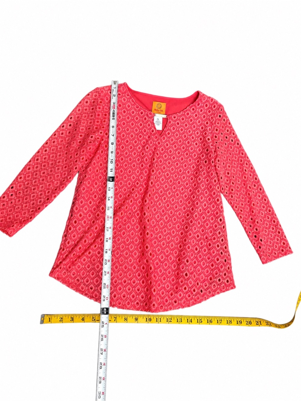 Ruby Rd. Coral Eyelet Blouse Chic Career Casual Top Size PS - Picture 4 of 7